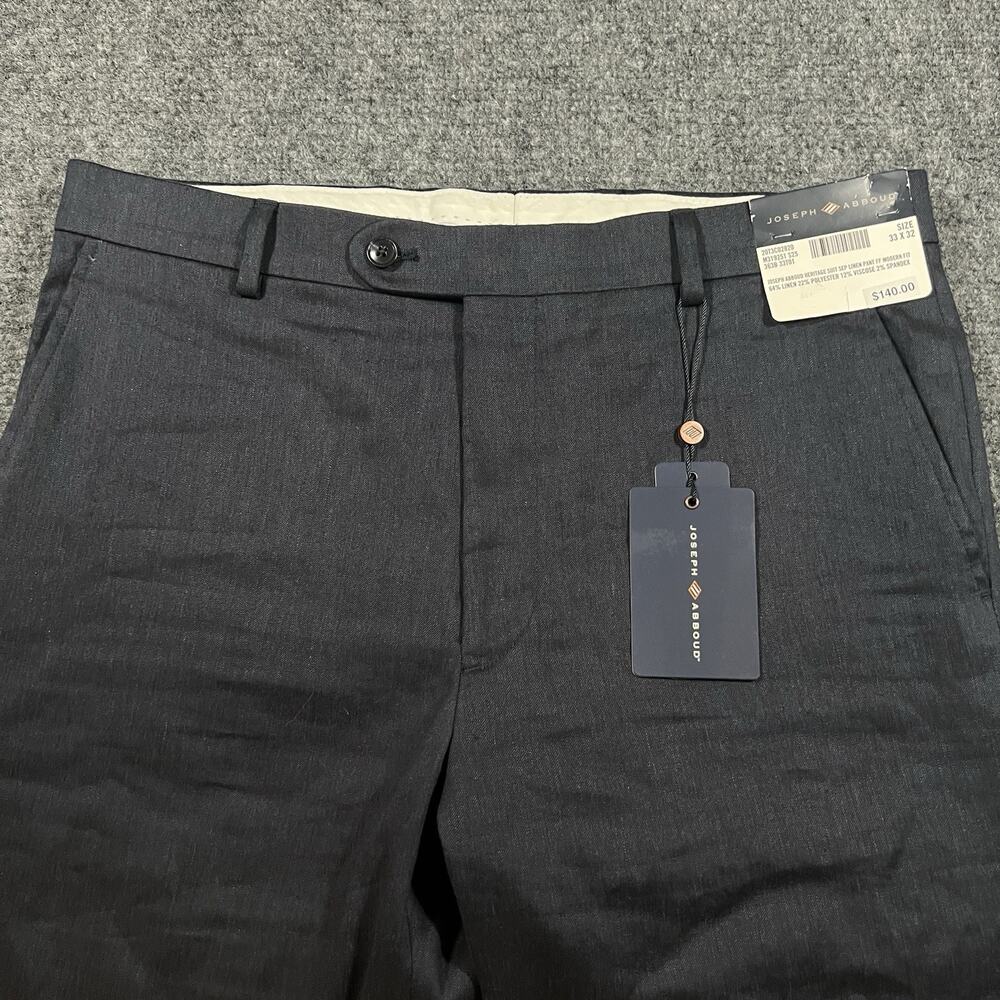 New Joseph Abboud Men's Modern Fit LINEN Dress Pants - Size 34x31 - Navy Blue